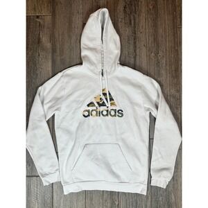 Adidas White Hoodie Sweatshirt Camo Trefoil Logo‎ Size Medium